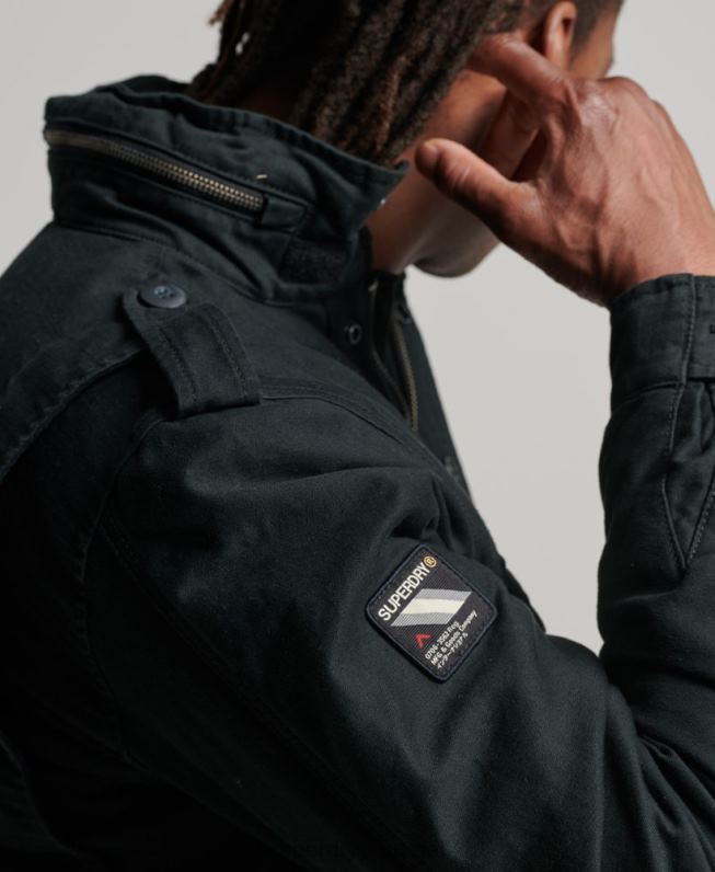 jaqueta forrada militar m65 field borg homens cinza escuro roupas Superdry 2208H4434