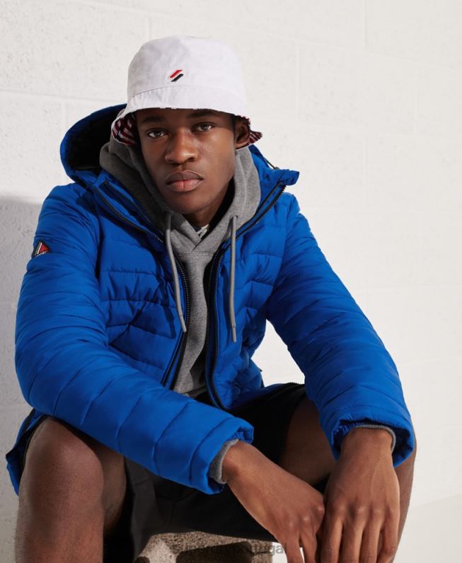 jaqueta fuji com capuz homens azul roupas Superdry 2208H4704