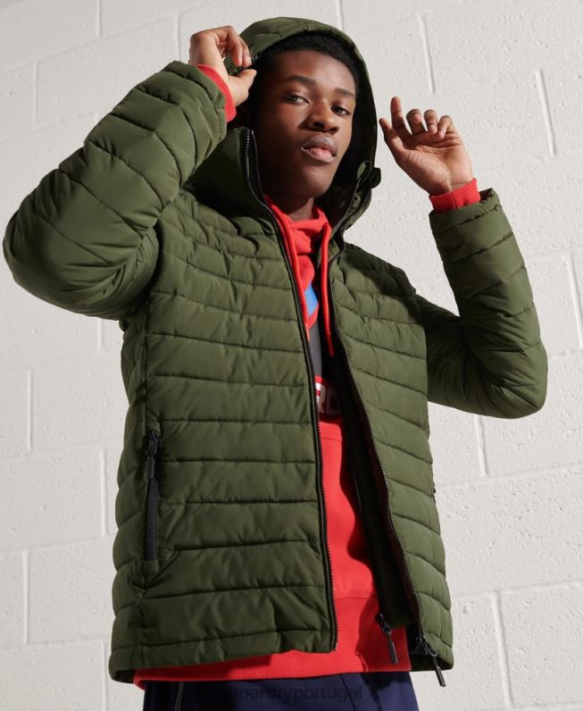 jaqueta fuji com capuz homens caqui roupas Superdry 2208H4657