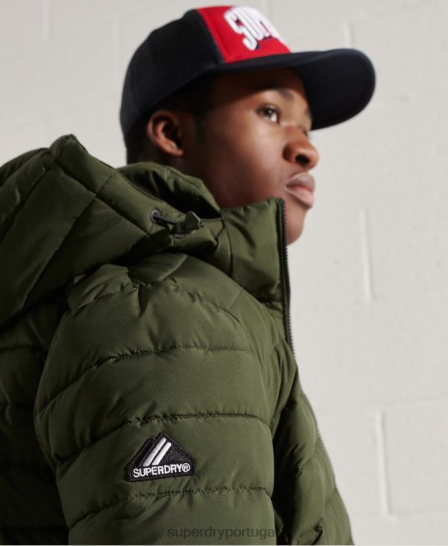 jaqueta fuji com capuz homens caqui roupas Superdry 2208H4657