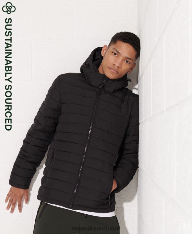 jaqueta fuji com capuz homens preto roupas Superdry 2208H4729