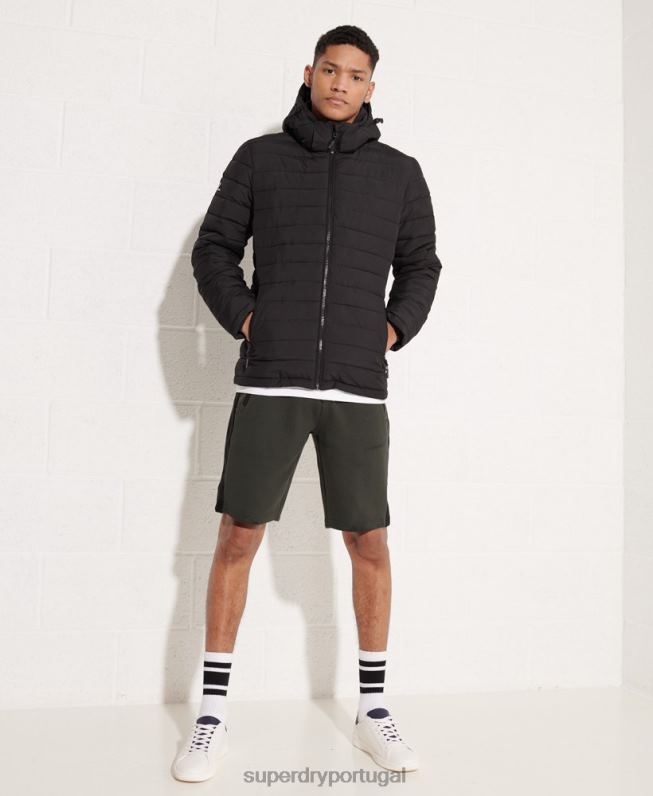 jaqueta fuji com capuz homens preto roupas Superdry 2208H4729