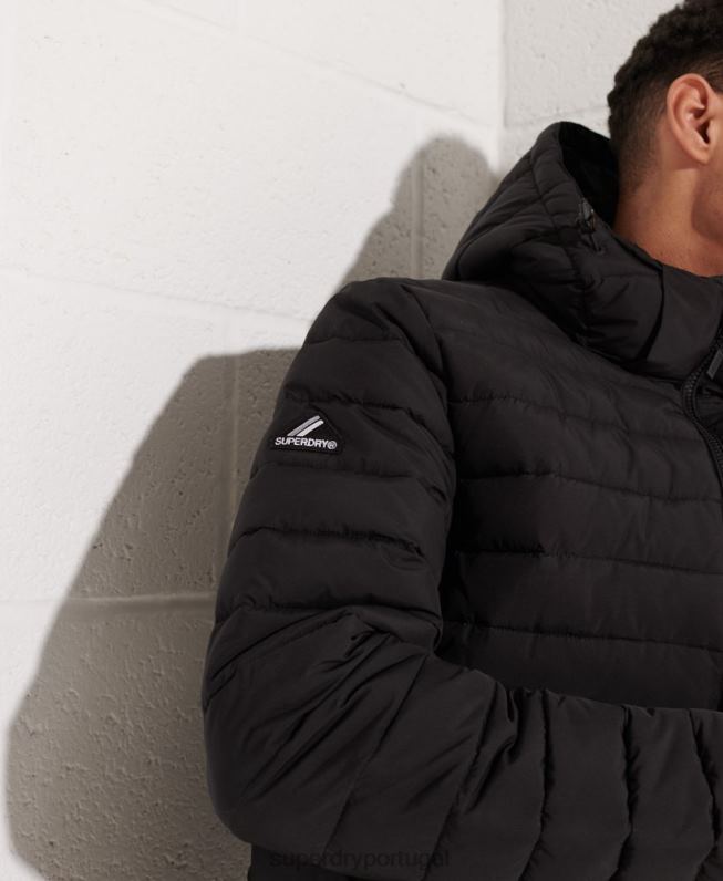 jaqueta fuji com capuz homens preto roupas Superdry 2208H4729