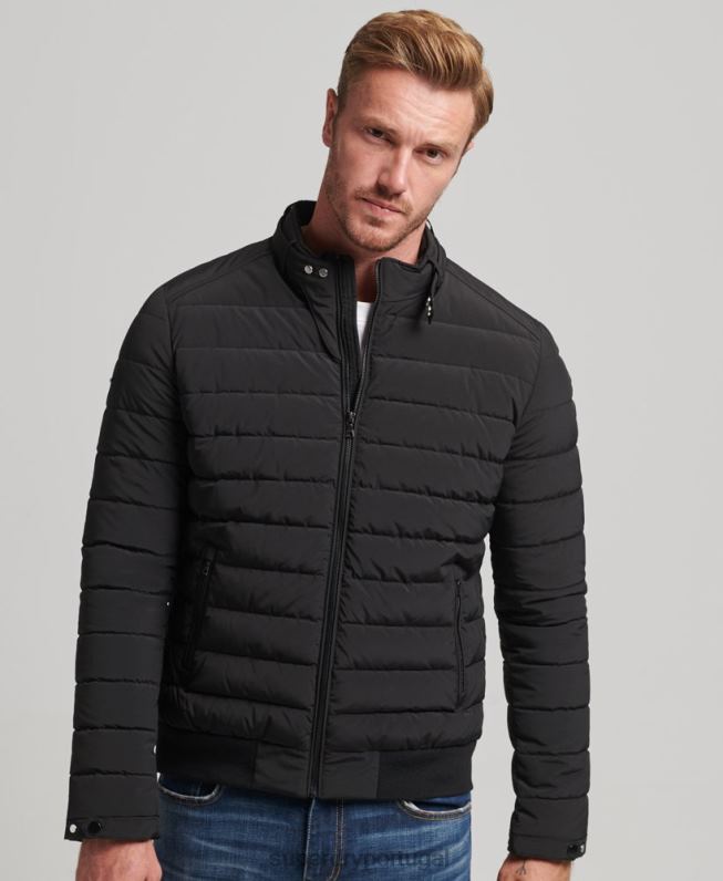 jaqueta harrington acolchoada homens preto roupas Superdry 2208H1010
