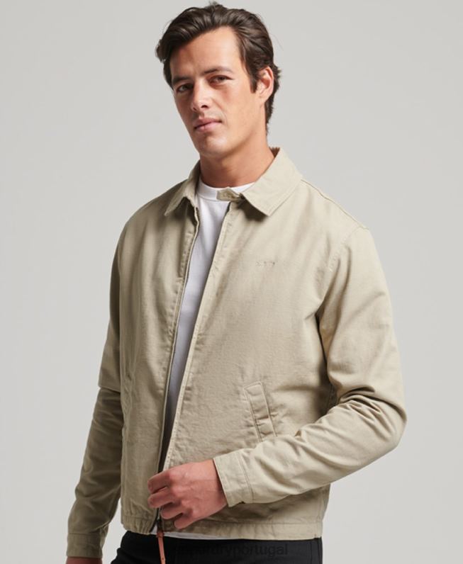 jaqueta harrington clássica homens creme roupas Superdry 2208H913