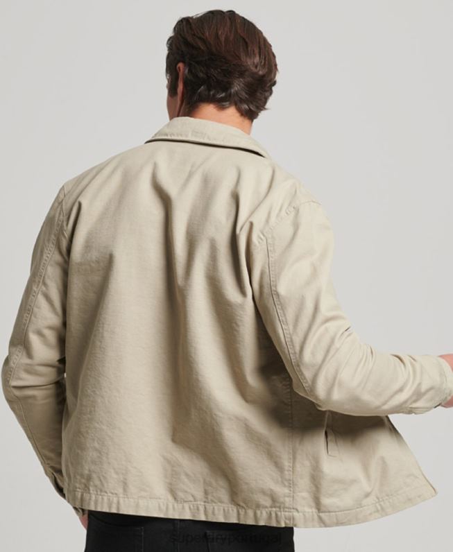 jaqueta harrington clássica homens creme roupas Superdry 2208H913