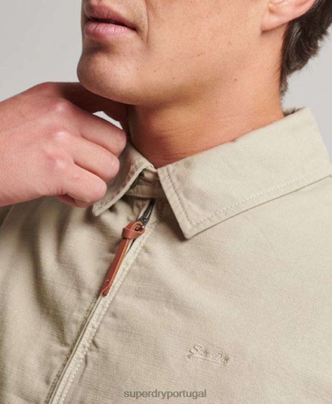 jaqueta harrington clássica homens creme roupas Superdry 2208H913