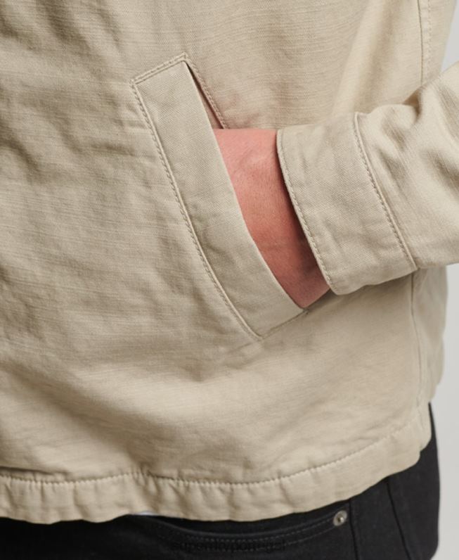 jaqueta harrington clássica homens creme roupas Superdry 2208H913