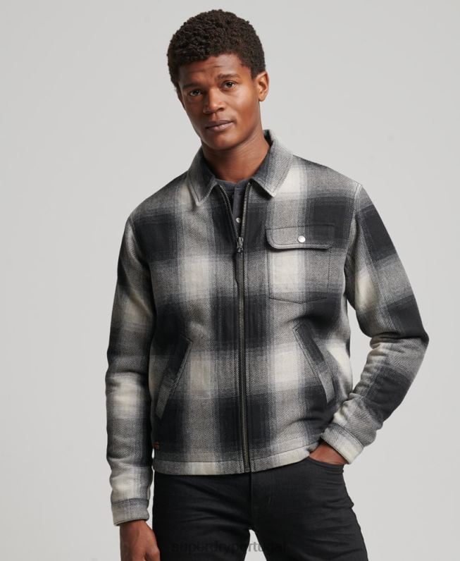 jaqueta harrington de lã vintage homens preto roupas Superdry 2208H4594