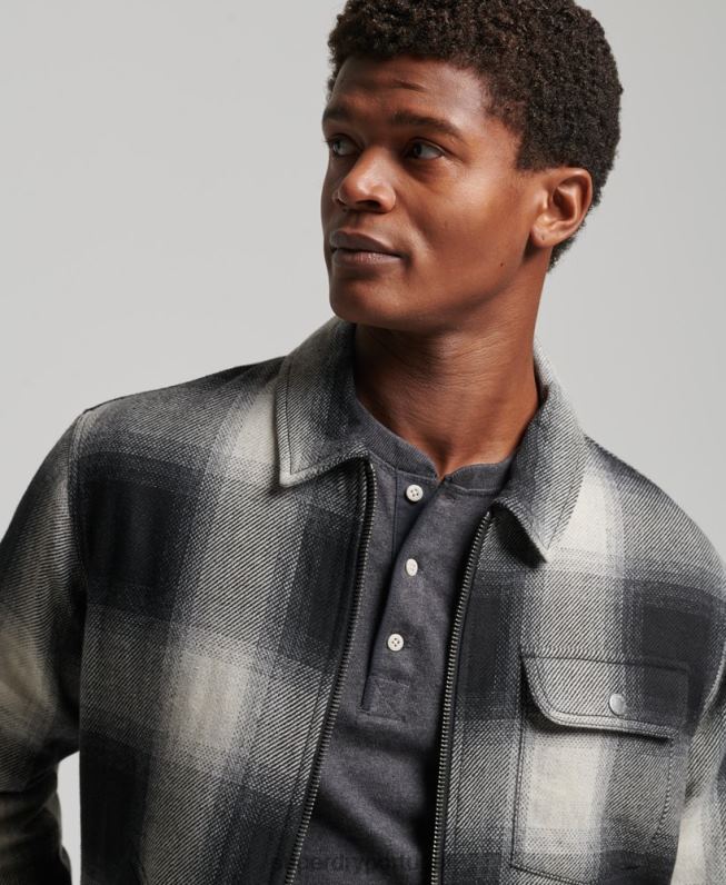 jaqueta harrington de lã vintage homens preto roupas Superdry 2208H4594