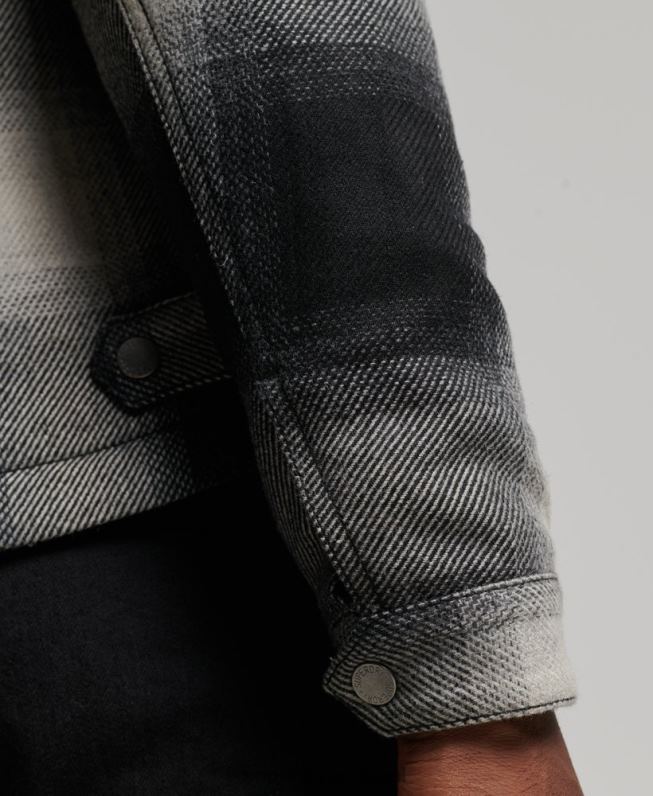 jaqueta harrington de lã vintage homens preto roupas Superdry 2208H4594