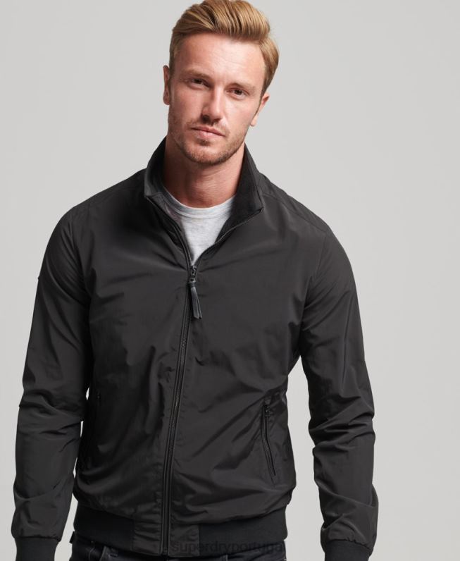 jaqueta harrington homens preto roupas Superdry 2208H4563