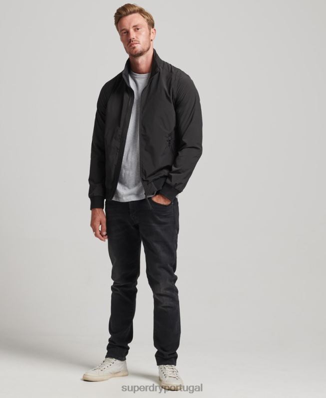 jaqueta harrington homens preto roupas Superdry 2208H4563