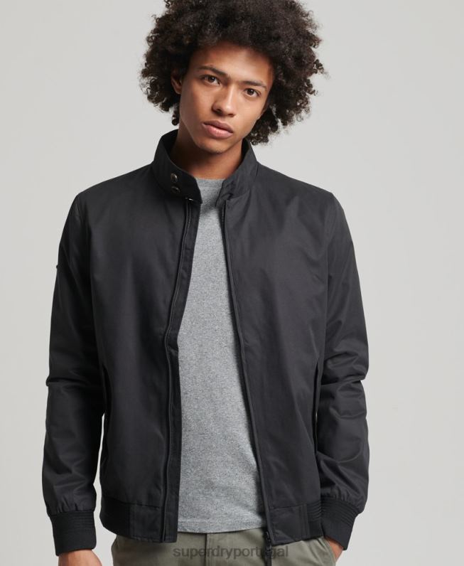 jaqueta harrington icônica homens preto roupas Superdry 2208H4611