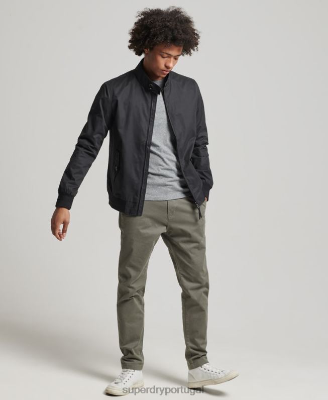 jaqueta harrington icônica homens preto roupas Superdry 2208H4611