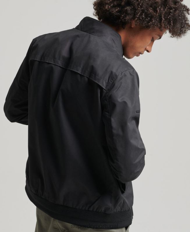 jaqueta harrington icônica homens preto roupas Superdry 2208H4611