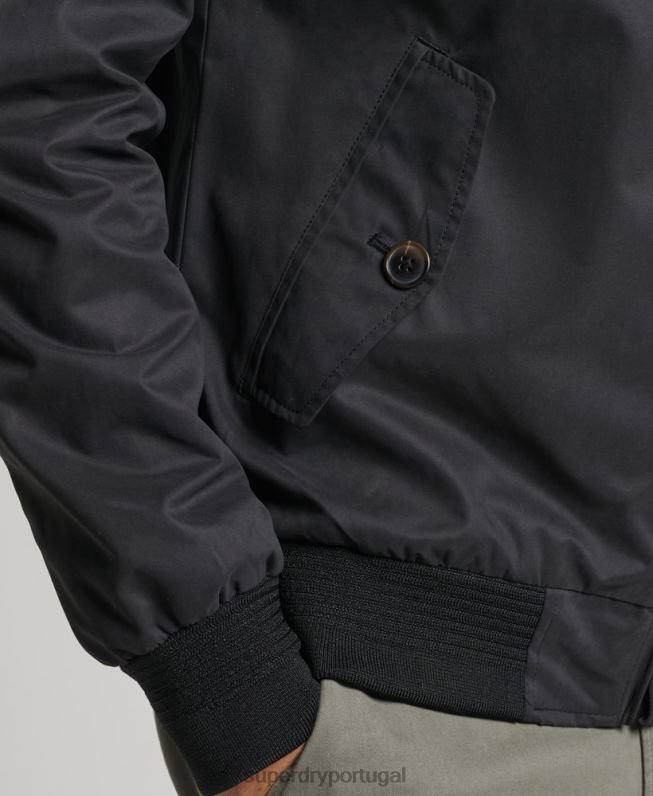 jaqueta harrington icônica homens preto roupas Superdry 2208H4611