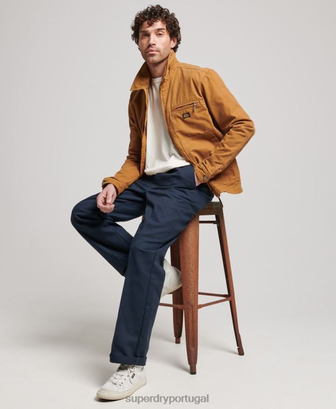 jaqueta harrington rancho vintage homens marrom roupas Superdry 2208H918