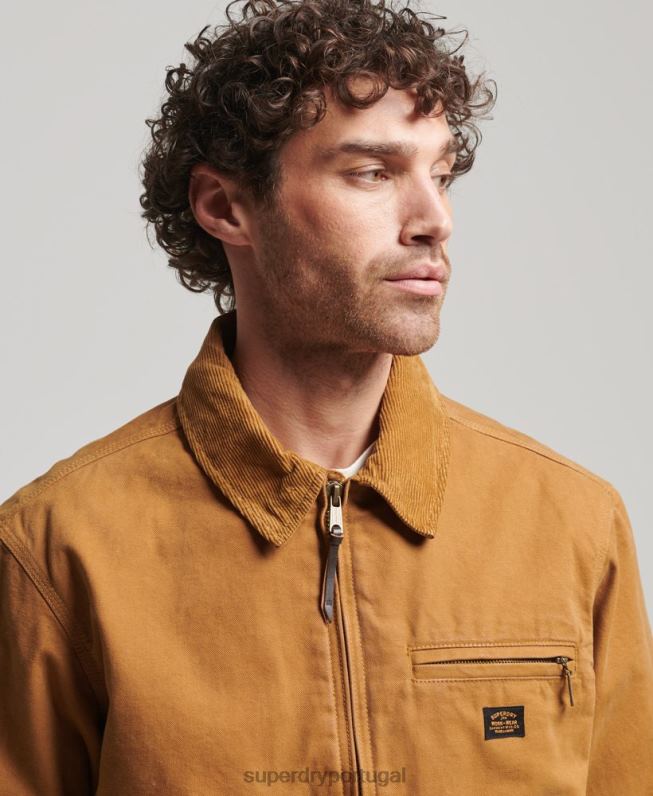 jaqueta harrington rancho vintage homens marrom roupas Superdry 2208H918