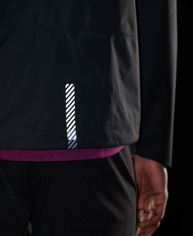 jaqueta impermeável assimétrica de treinamento homens preto roupas Superdry 2208H4787