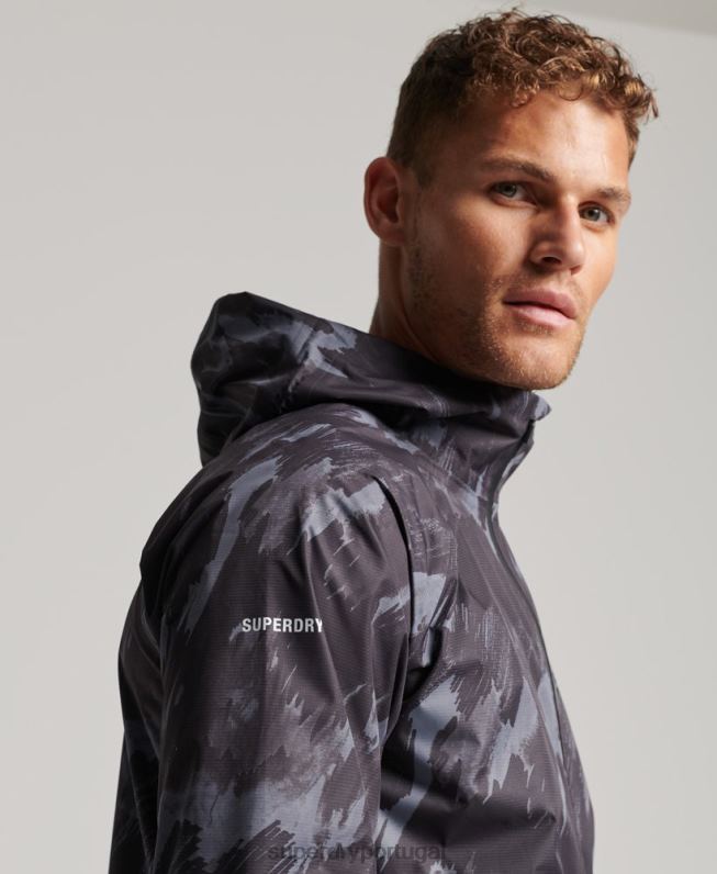 jaqueta impermeável homens cinza escuro roupas Superdry 2208H1026