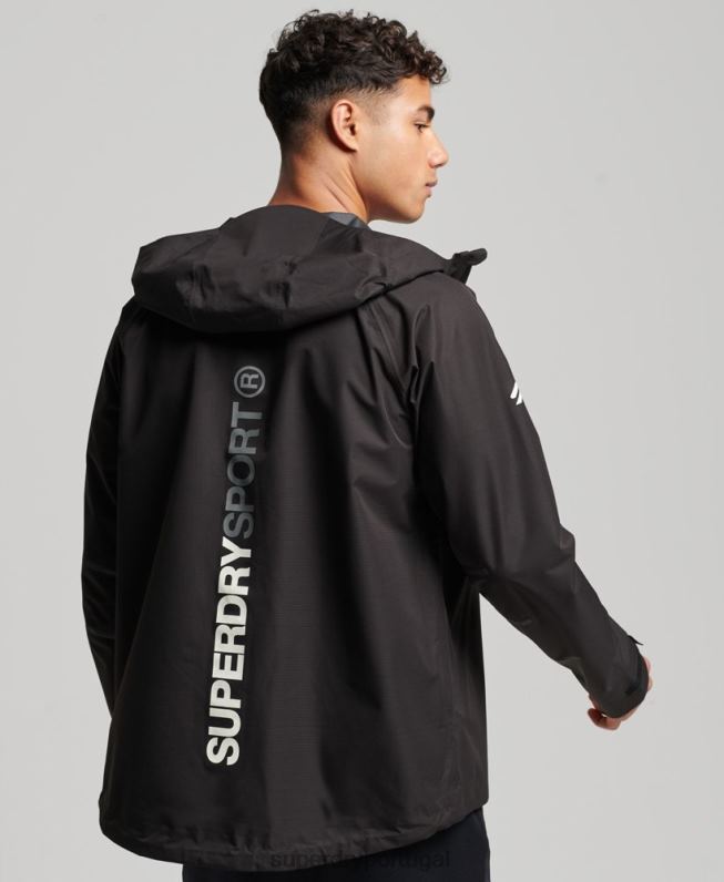 jaqueta impermeável homens preto roupas Superdry 2208H1104