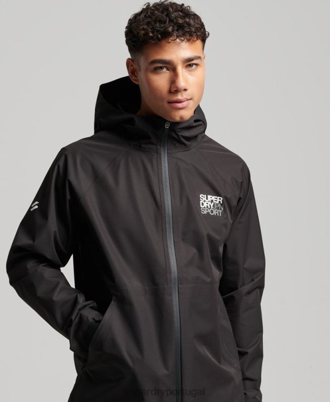 jaqueta impermeável homens preto roupas Superdry 2208H1104