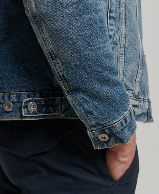 jaqueta jeans sherpa homens azul roupas Superdry 2208H4437