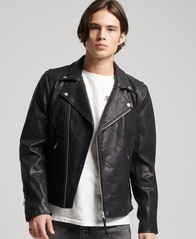 jaqueta moto biker couro homens preto roupas Superdry 2208H1060