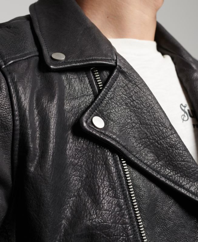 jaqueta moto biker couro homens preto roupas Superdry 2208H1060