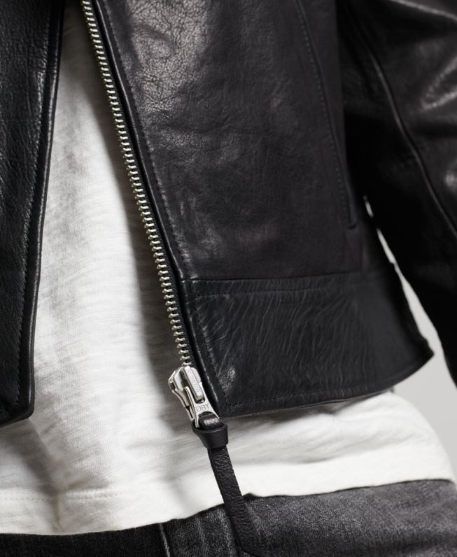 jaqueta moto biker couro homens preto roupas Superdry 2208H1060