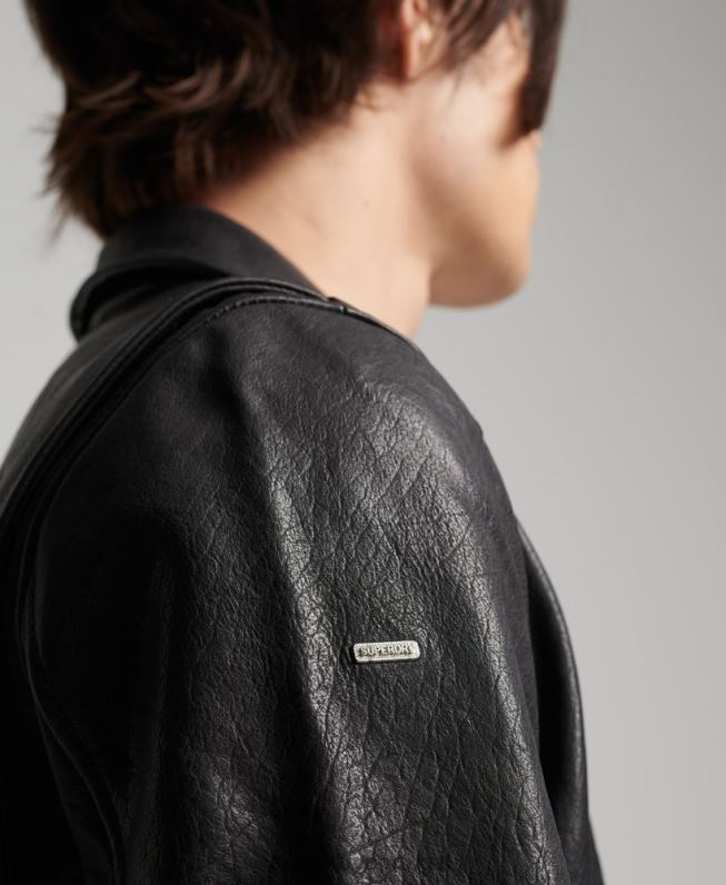 jaqueta moto biker couro homens preto roupas Superdry 2208H1060