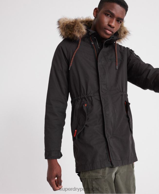 jaqueta parka aviador mountain rookie homens preto roupas Superdry 2208H4605