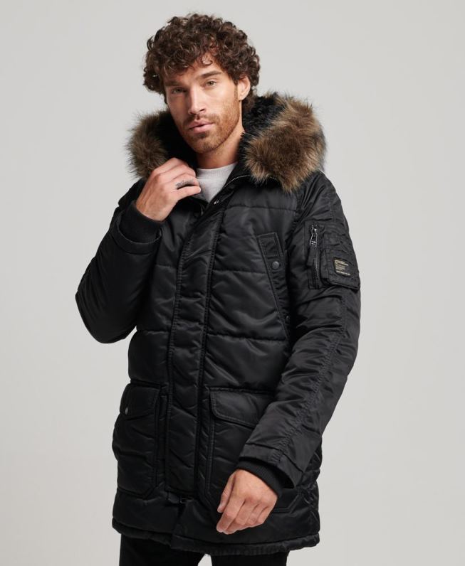 jaqueta parka chinook homens cinza escuro roupas Superdry 2208H4447