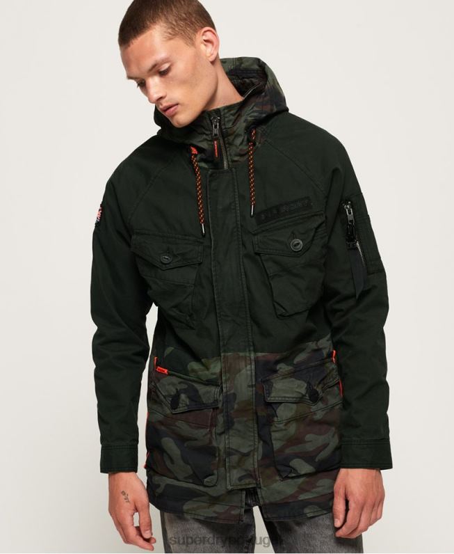 jaqueta parka elevada rookie panther homens verde roupas Superdry 2208H1199