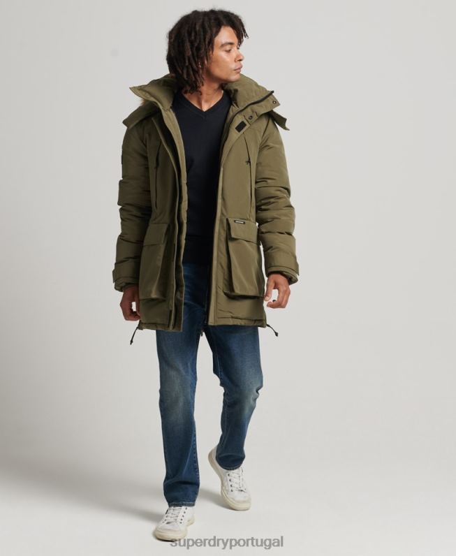 jaqueta parka everest com capuz de pele sintética homens caqui roupas Superdry 2208H999