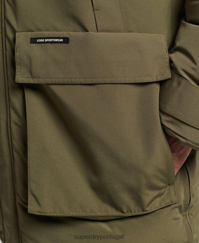 jaqueta parka everest com capuz de pele sintética homens caqui roupas Superdry 2208H999