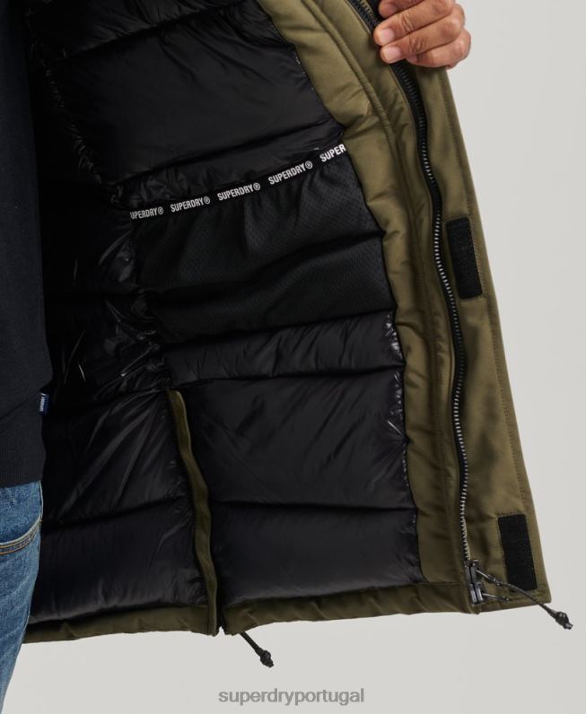 jaqueta parka everest com capuz de pele sintética homens caqui roupas Superdry 2208H999