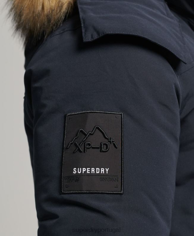 jaqueta parka everest com capuz de pele sintética homens marinha roupas Superdry 2208H957