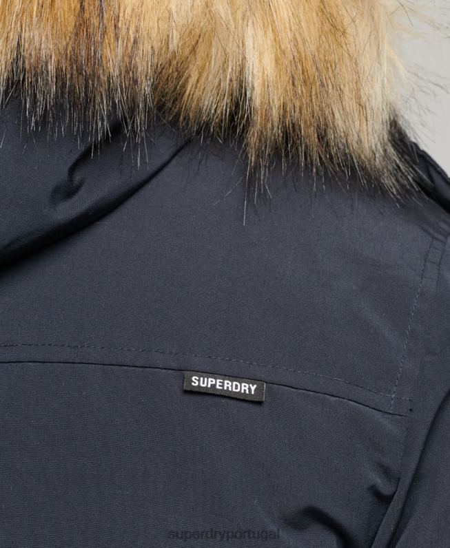 jaqueta parka everest com capuz de pele sintética homens marinha roupas Superdry 2208H957