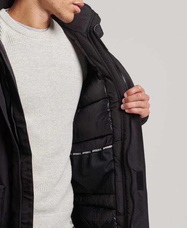 jaqueta parka everest com capuz de pele sintética homens preto roupas Superdry 2208H4613