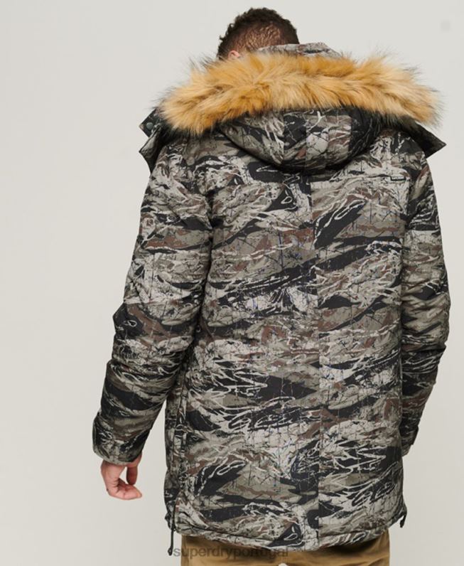 jaqueta parka everest com capuz de pele sintética homens verde roupas Superdry 2208H4547