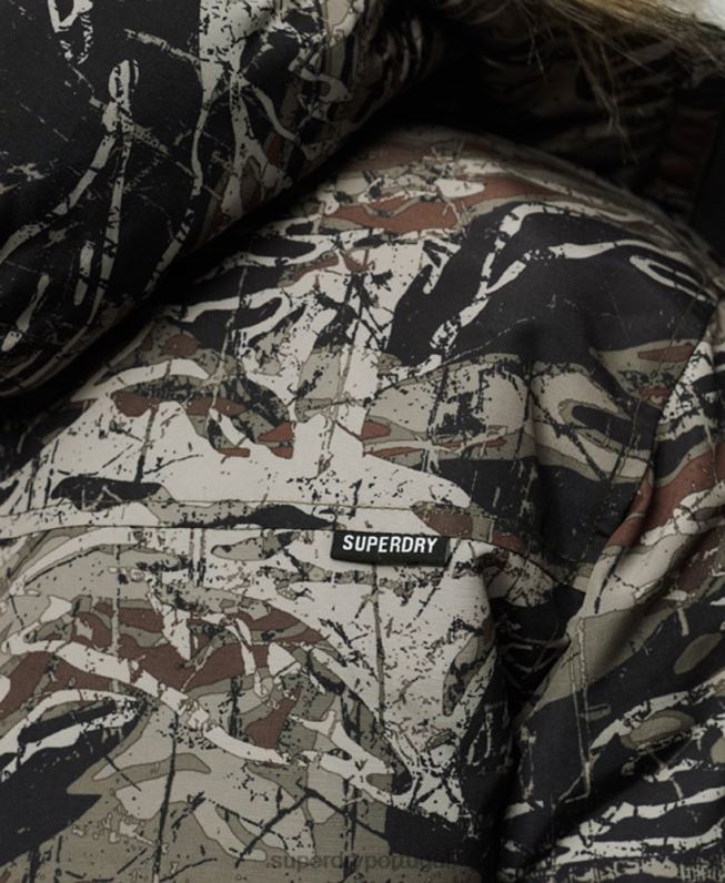 jaqueta parka everest com capuz de pele sintética homens verde roupas Superdry 2208H4547