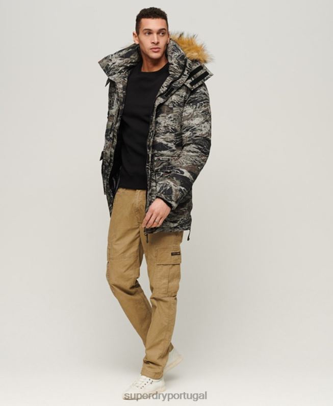 jaqueta parka everest com capuz de pele sintética homens verde roupas Superdry 2208H4547