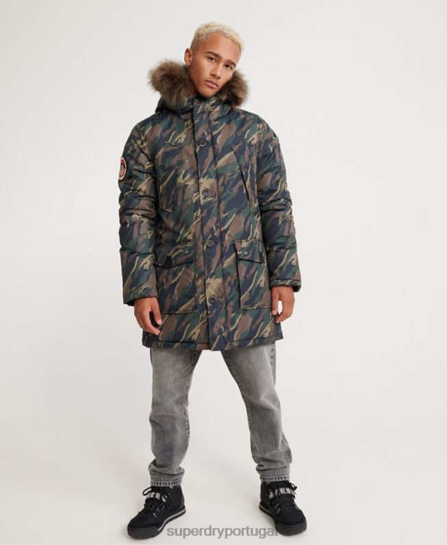 jaqueta parka everest homens caqui roupas Superdry 2208H4602