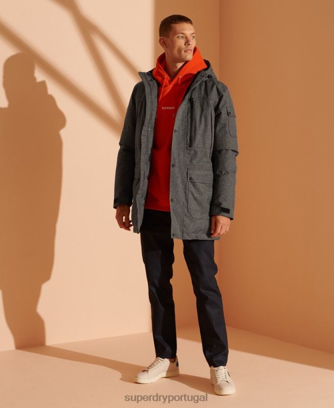 jaqueta parka impermeável homens cinza roupas Superdry 2208H4681