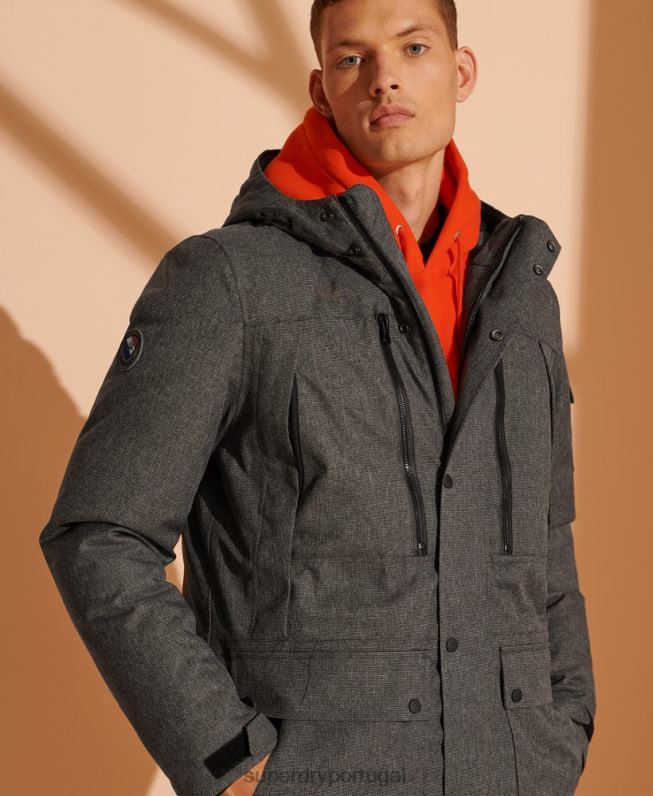 jaqueta parka impermeável homens cinza roupas Superdry 2208H4681