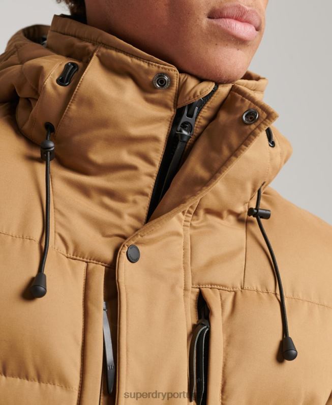 jaqueta parka microfibra expedição homens marrom roupas Superdry 2208H4478