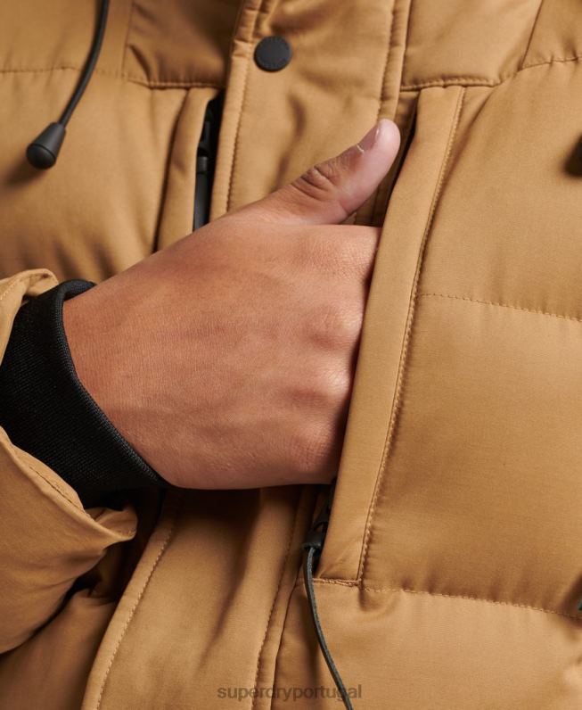 jaqueta parka microfibra expedição homens marrom roupas Superdry 2208H4478