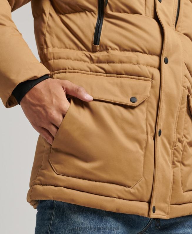 jaqueta parka microfibra expedição homens marrom roupas Superdry 2208H4478